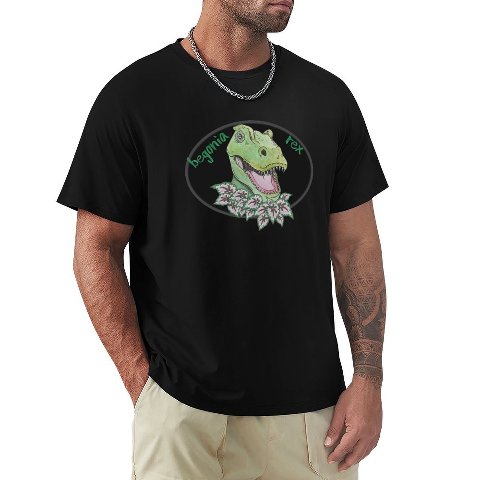 Begonia Rex - Camiseta T Rex Begonia, camisetas masculinas,