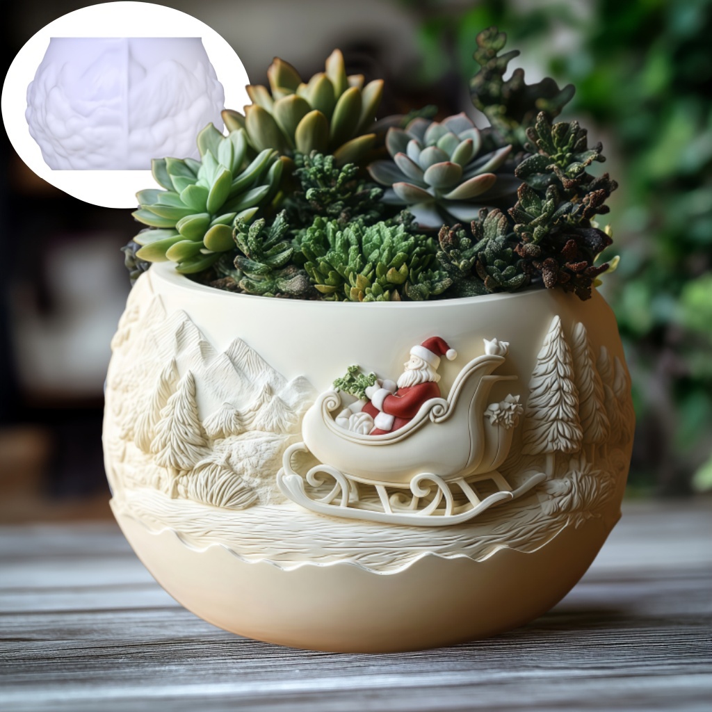 Echeveria Succulent - Trenó de cedro papai noel alívio